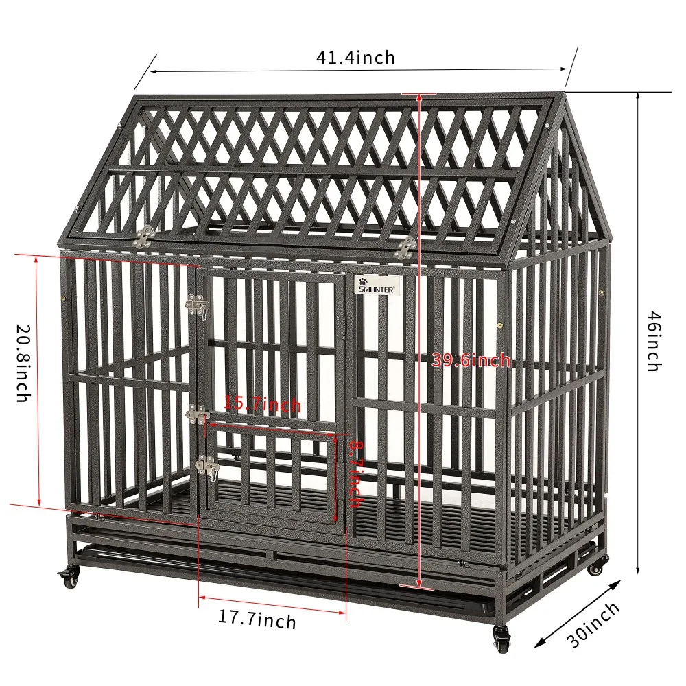 2024 New Heavy Duty Dog Crate Strong Metal Cage House, Pet Kennel Crate box con 4 ruote di bloccaggio