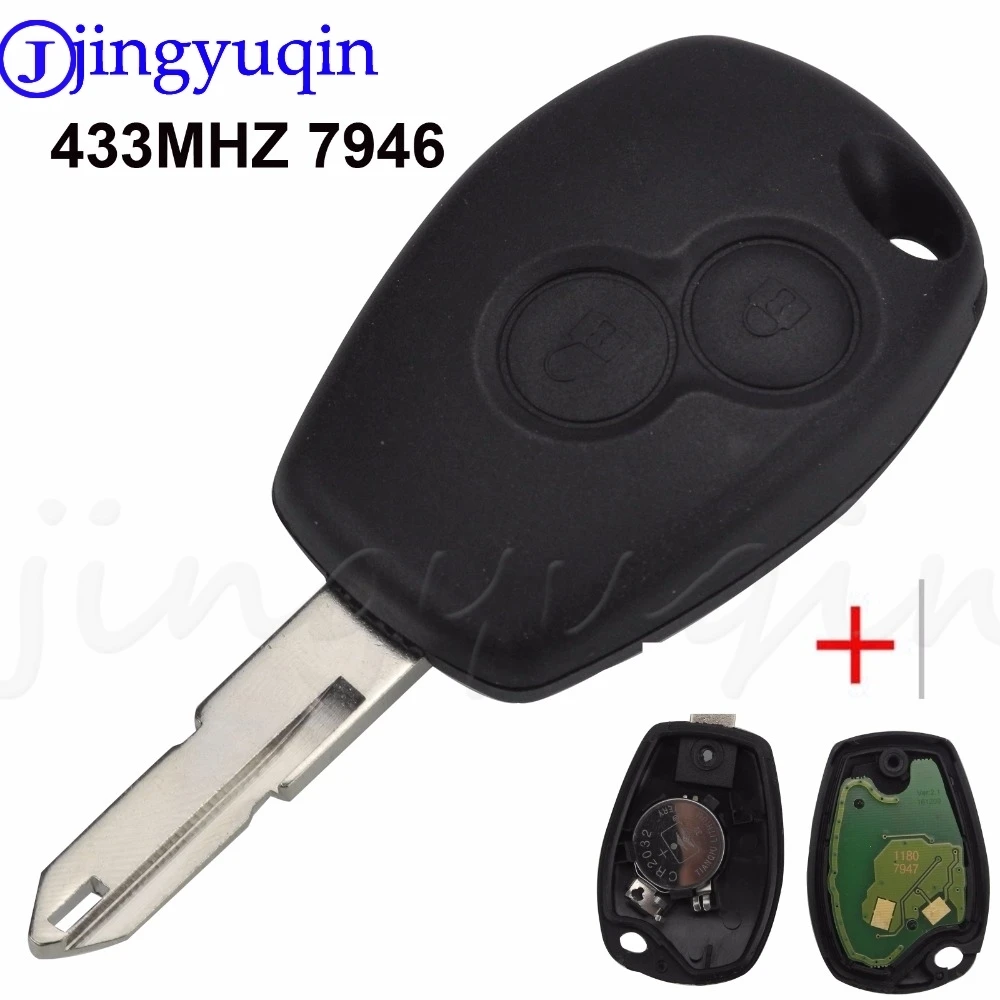 jingyuqin 2 Button Remote Car Key Case Shell 433MHz PCF7946 Transponder Chip For Renault Vivaro Movano Traffic Master NE73 Blade