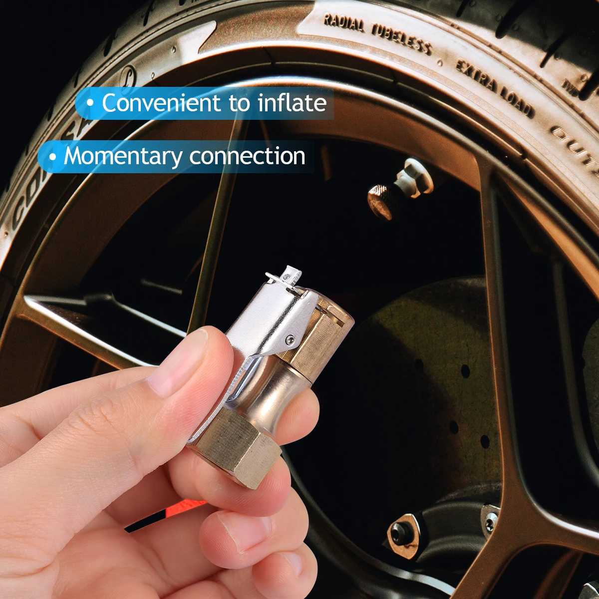 

2Pcs Straight Lock-on Air Duty Brass Material Clip Locks Onto Stem Valves Durable Long Lasting Lock Air Chuck