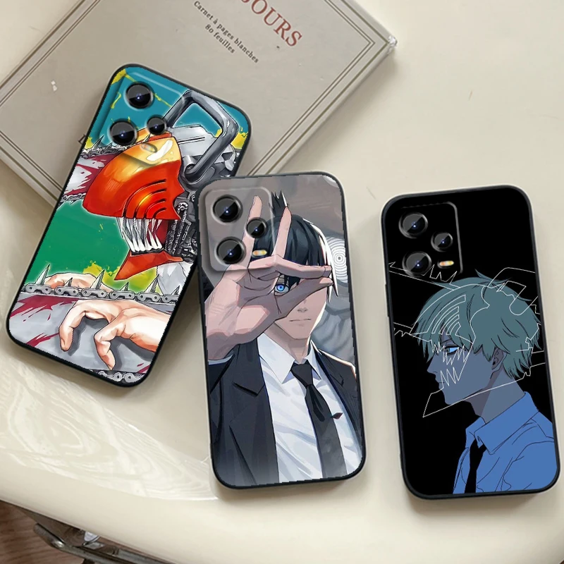 Anime C-Chainsaw M-Mans For Xiaomi Redmi Note 13 12R 12 12S Turbo 11 11T 11S 10 10S Pro Plus 5G Black Soft Phone Case