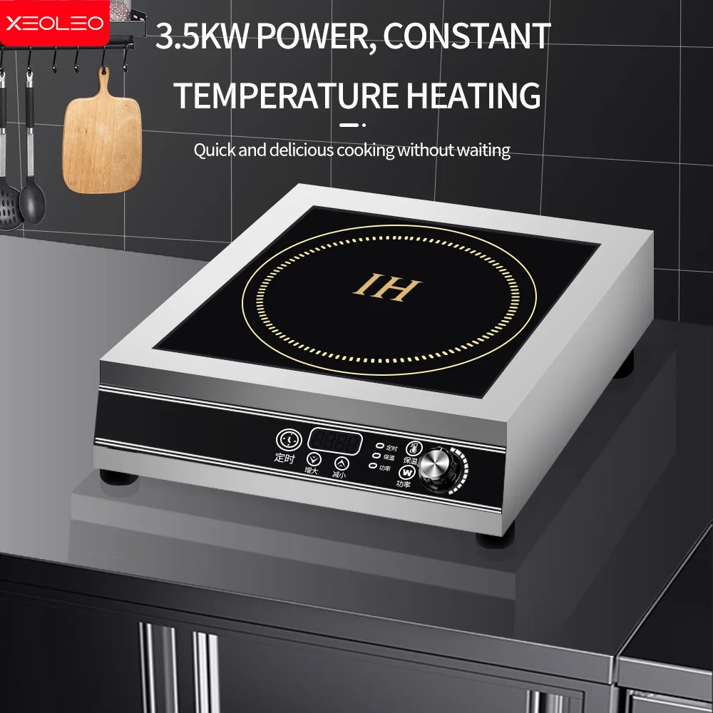 XEOLEO 플랫 디자인 상업용 유도 밥솥 3500W 유도 쿡탑 유도 스토브(시간 온도 조절 기능 포함)