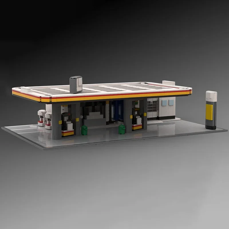 2175PCS DIY Shell Gas Station Building Blocks Educational Toy MOC Creative Construction Present for Kids Christmas Birthday