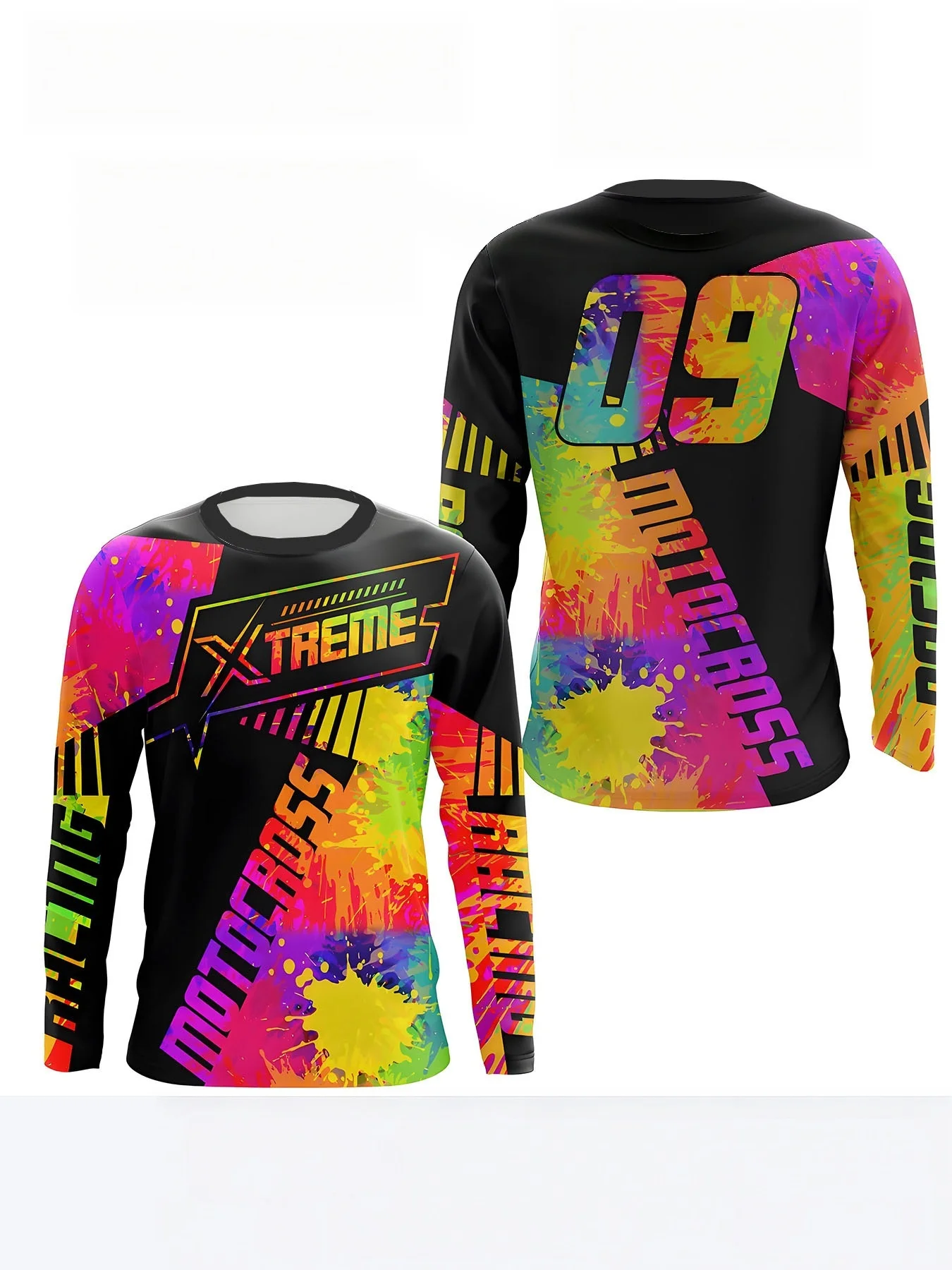 Bicycle sports shirt with colorful splash pattern, printed with 