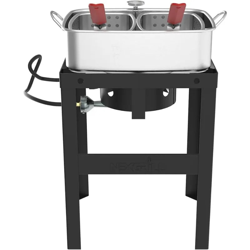 

18 Qt. Aluminum Fish Fryer with Double Basket, Outdoor Propane Deep Fryer, Outdoor Fully Welded Steel Stand,