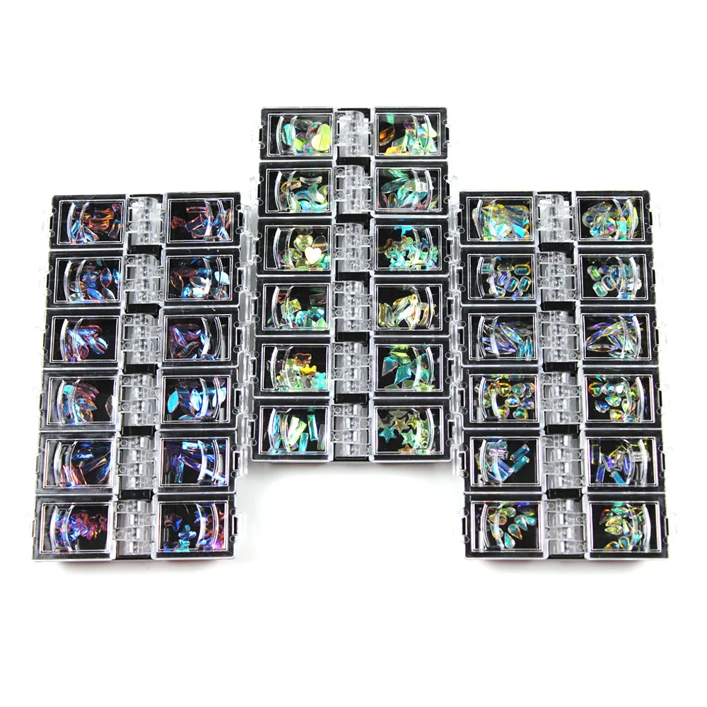 120Pcs Mixed 3D AB Transparent Nail Rhinestones Crystal DIY Nail Art Decorations Accessories(Random Shape)