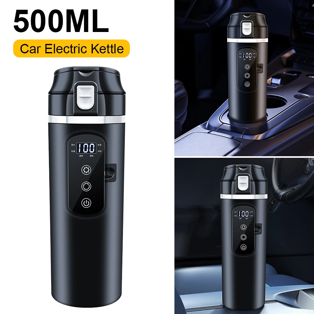 

Portable 500ML Car Electric Kettle 12/24V Heating Cup With LCD Display 4 Modes Coffee Kettle Hot Water Boiler Bottle Heating Mug