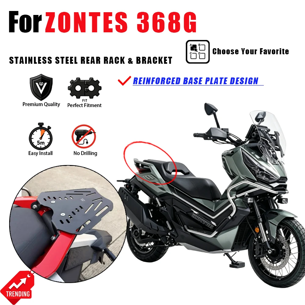 Para ZONTES 368G, Soporte Trasero de Acero Inoxidable para Baúl, Base para Portaequipajes, Accesorios para Moto, Portaequipajes ZT368-G