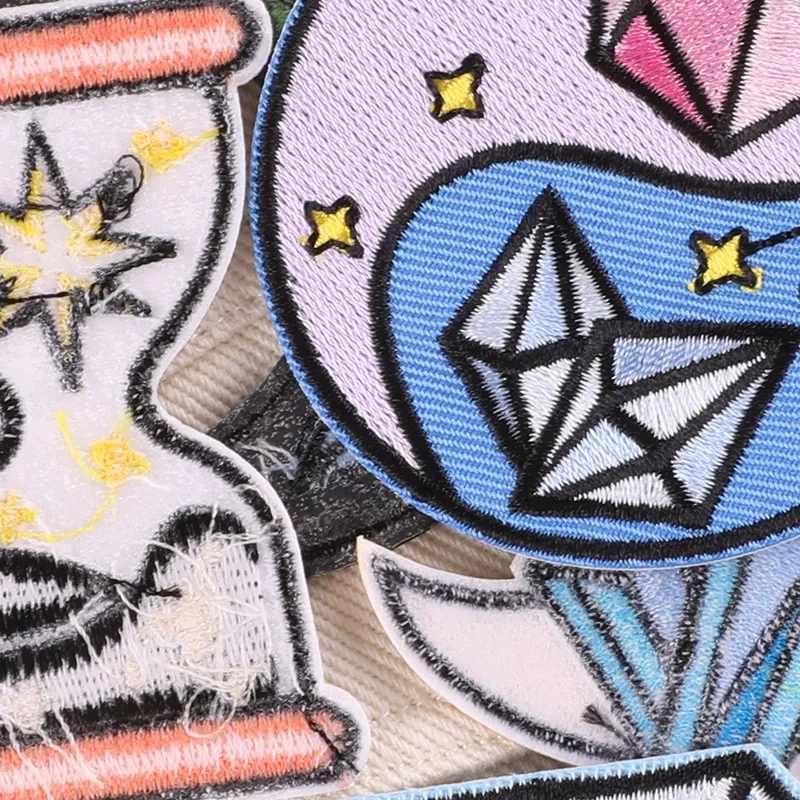 7-teiliges Diamant-Aufnäher zum Aufbügeln für Kleidung, bestickte Jacken, niedlich, zum Nähen im Freien, DIY-Aufkleber-Set, für Mädchen und Kinder, Stoffe, thermisch – Detail 6