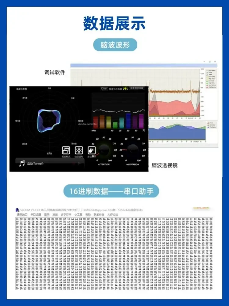 TGAM Brainwave Sensor Brainwave Development Kit EEG Brainwave Detection and Analysis Module Neurosky