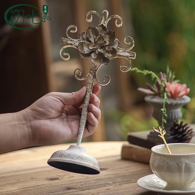 European retro old desktop small ornament cross wrought iron carving handicraft decoration Christmas ornaments
