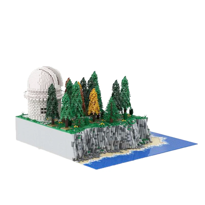Bloc de construction d'architecture modulaire, création artistique, observatoire Cliffside, modèle à assembler, Puzzle en brique, jouet, cadeaux de noël, MOC-89835