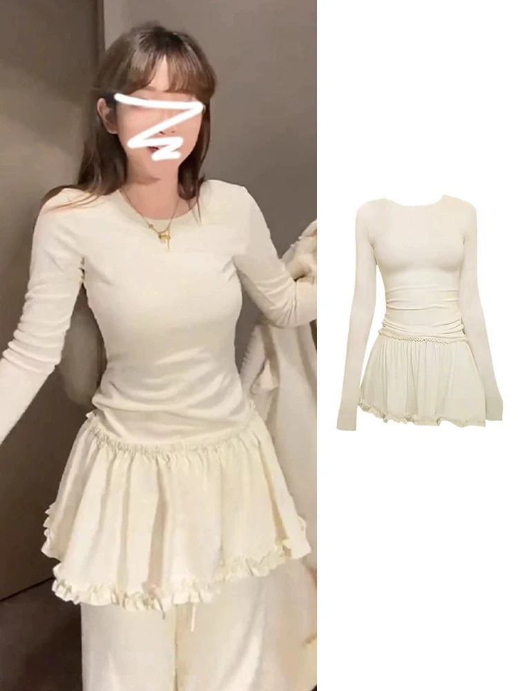 

Sweet And Spicy круглый Ne Long Sve Bla Dr Женский облегающий базовый слой irt Commute Sle Корейская версия Трикотажный Dr