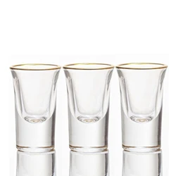 6/5/4/3/2/1pcs Shot Glass Set 25ml Spirits Cups Mini Wine Cup Glass Gilt Gold Edged Cup Wine Dispenser Golden Edge Creative Cup