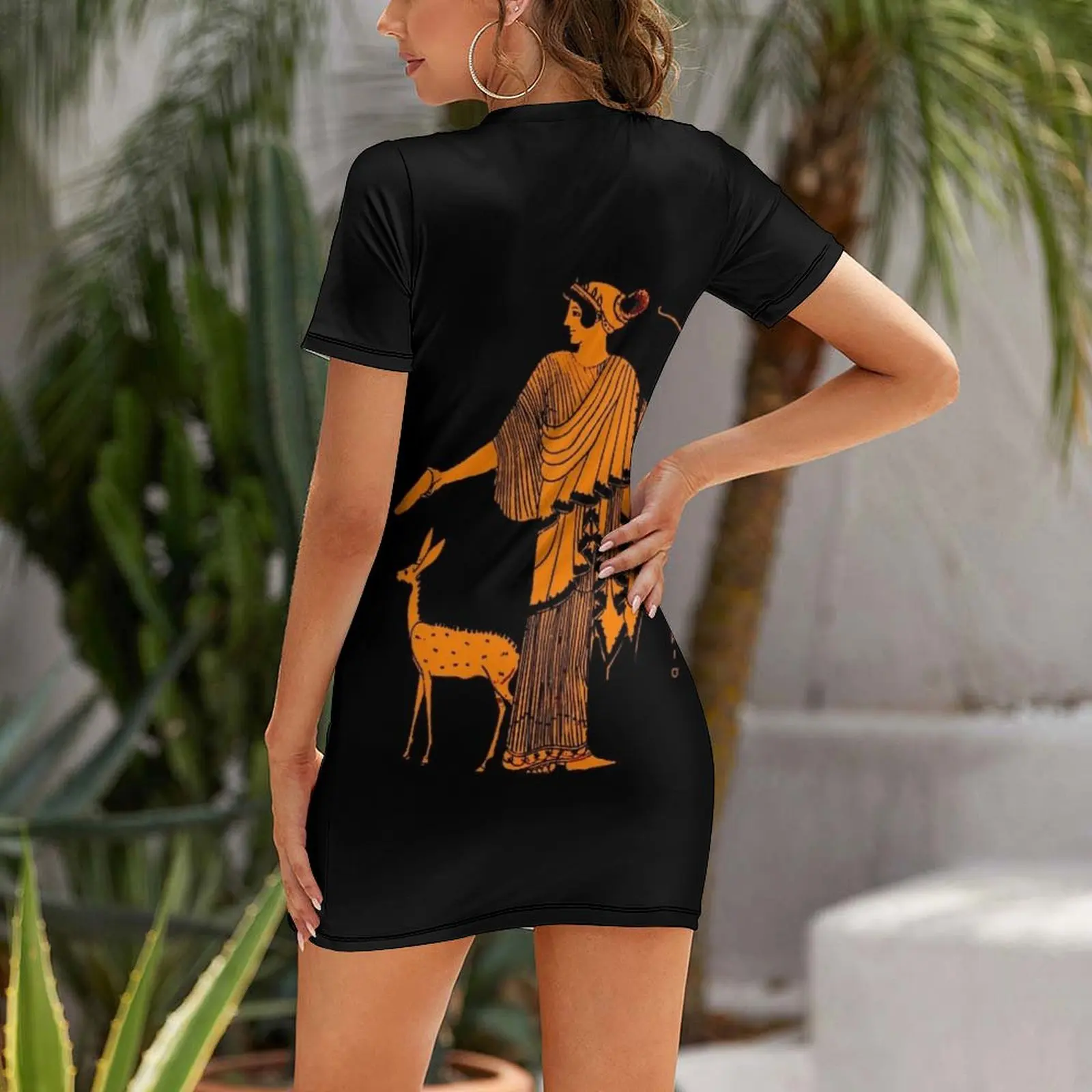 Artemis red figure ancient Greek design Short Sleeved Dress dress Women's summer suit women's summer dresses 2025 Dress