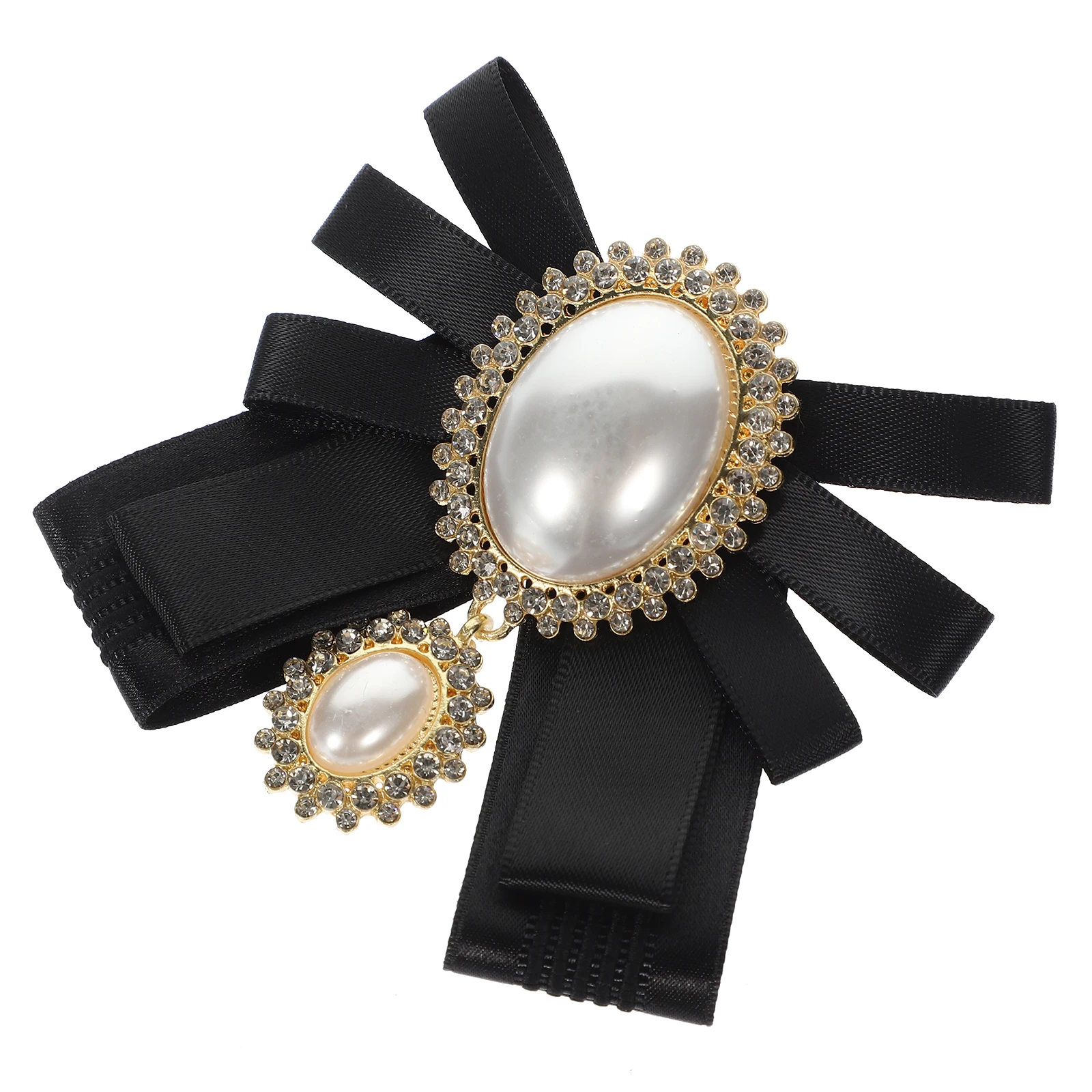 

Elegant Bow Decorative Brooch Pin Women Faux Pearl Rhinestone Decorative Collar Pin Shirt Lapel Brooch Accessories Gift