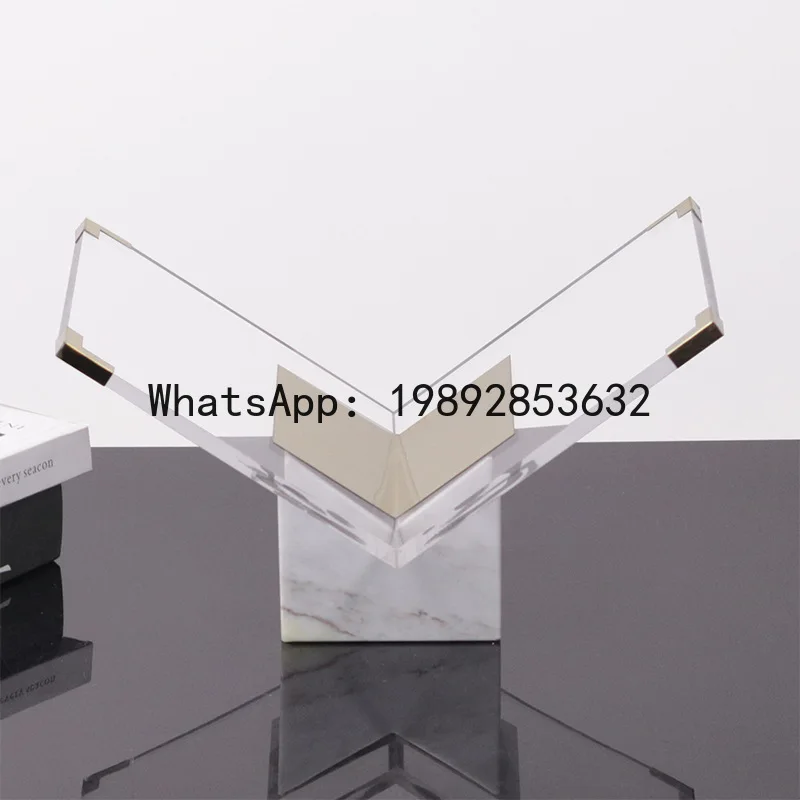 ZF Simple Modern Geometric Creative Marble Bookshelf Storage Ornament Study Room Bookcase Decorative