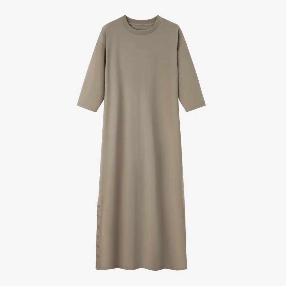 Oversized Loose T-Shirt Dress with V-Neck Tee and Skirt Set for Women