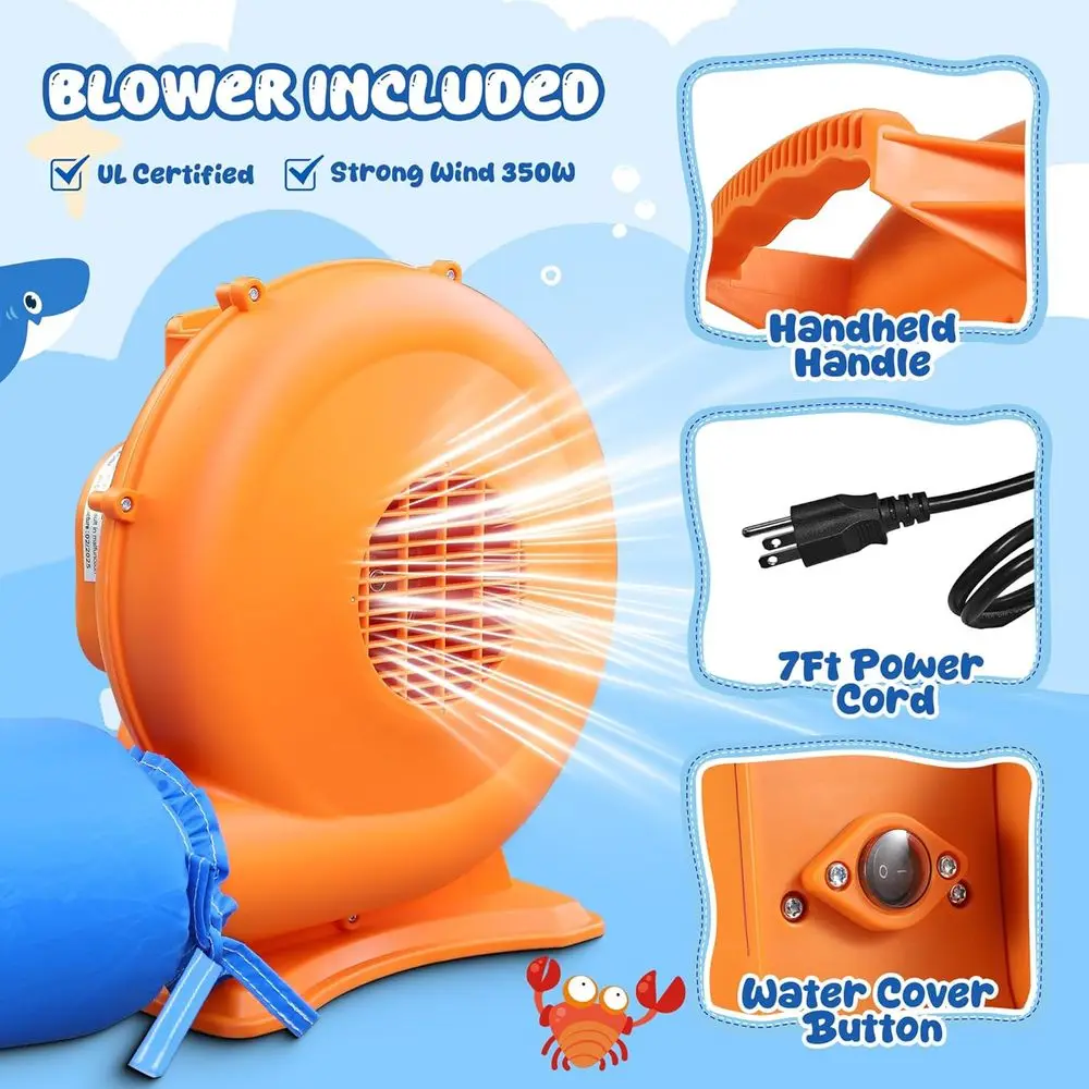 10-in-1 Iatable Bounce House-waterglijbaan voor kinderen, 13,3x11,3FT groot peuterpark met splash-zwembad, springen, klimmuur, water