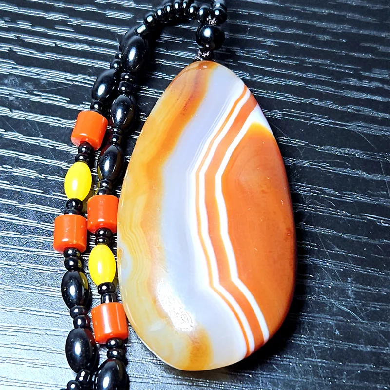 Natural silk agate necklace Energy Crystal Healing Halloween gift scratches