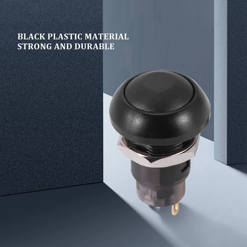 ●On-Off Latching Waterproof 12mm Push Button Switch SPST 2A IP67, Black