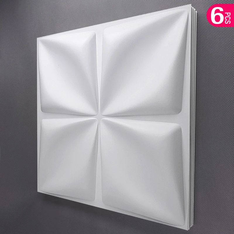 6pcs 30cm Decor 3D Wall Panel wave Diamond Design Non self-adhesive plastic tile 3D wall sticker living room Bathroom wall paper