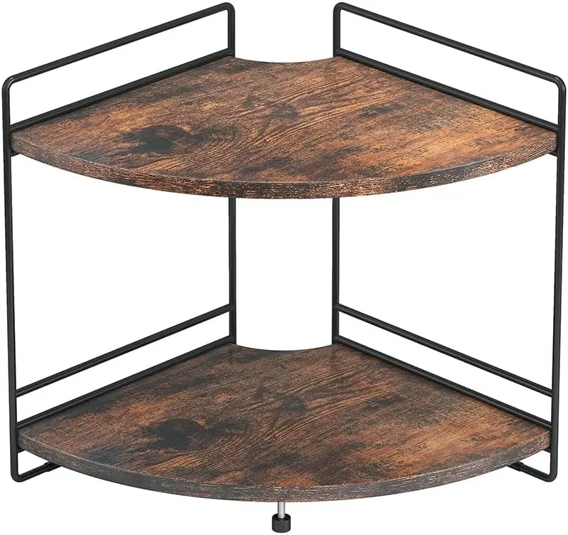 

2-уровневая угловая полка, деревенский коричневый деревянный органайзер для ванной комнаты и кухни