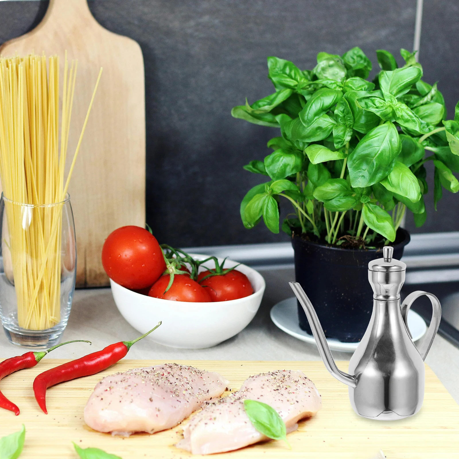 

150Ml Stainless Steel Can Dispenser Builtin Filter Kitchen Cooking Container For Vinegar Soy Sauce Salad Oil Dispenser