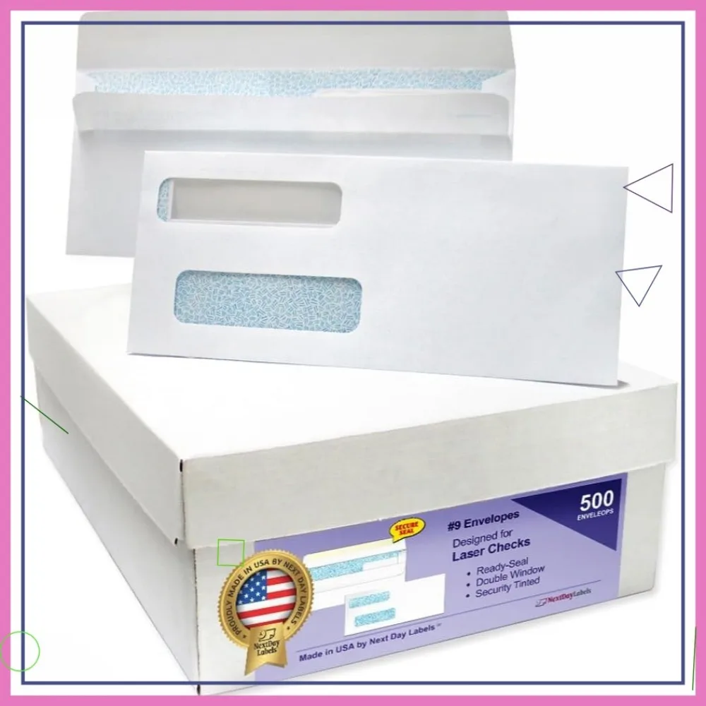 

500 Pack Security Tinted Check Envelopes, Self-Sealing, Laser-Compatible, Made in USA