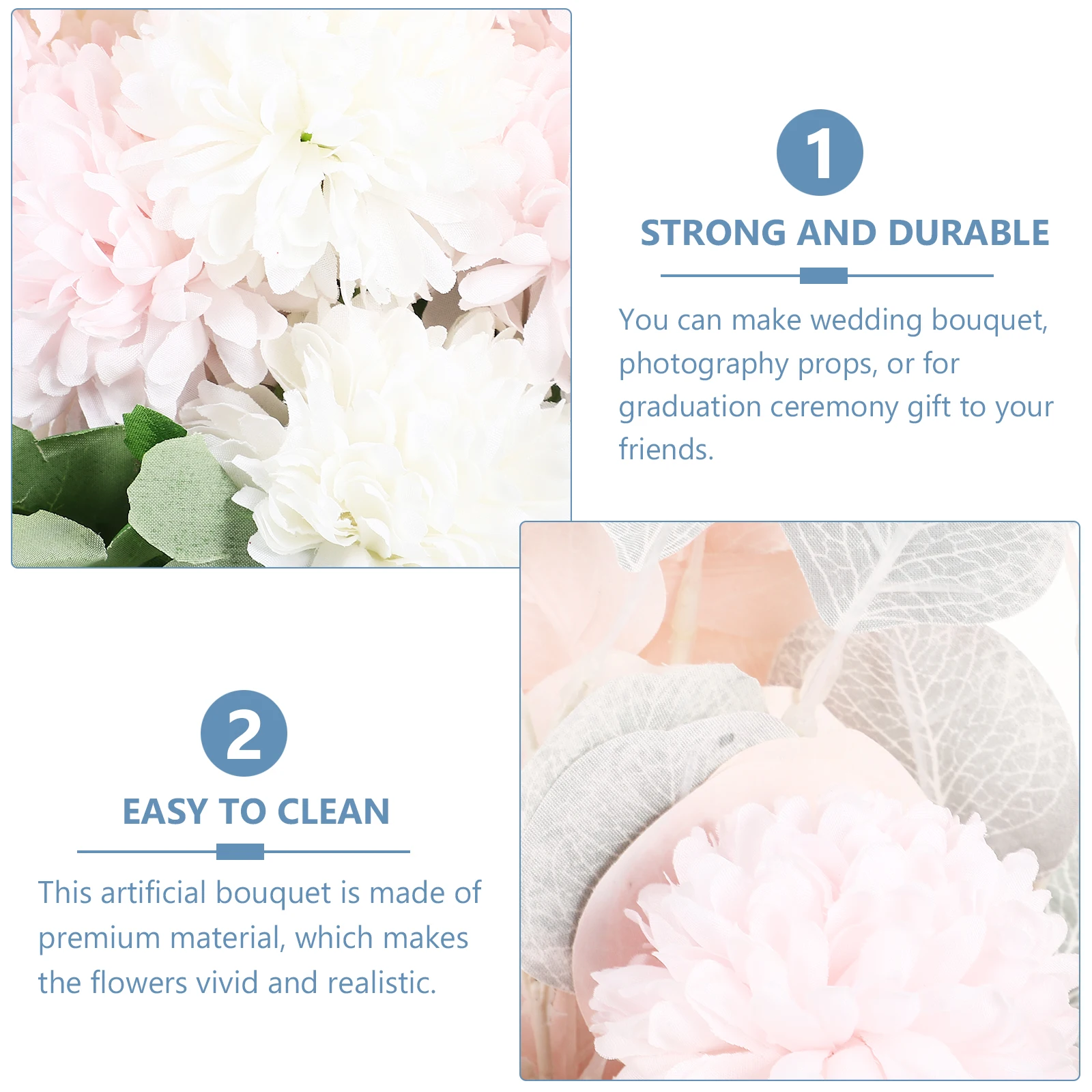 

Artificial Bouquet Silk Flowers Home Decor Centerpiece DriedFlower Arrangement Living Room Bedroom Office Ornament Easy Clean No