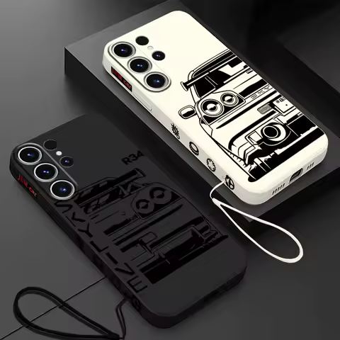 JDM Dream Car Shell Square Liquid Case for Samsung Galaxy S23 Ultra 5G S21 Plus S24 Ultra S20 FE S22 S22 Plus Silicone Cover