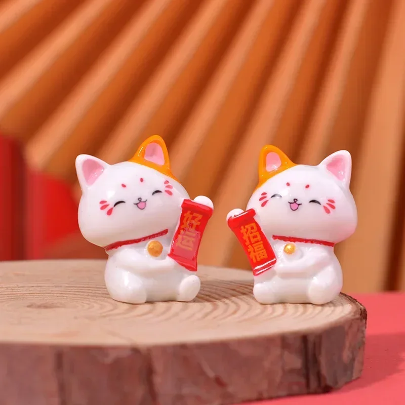 Wealth Waving Hand Cat Chinese Lucky Cat Cartoon Ornament Cute Waving Arm Beckoning Fortune Cat For Home Office Decoration