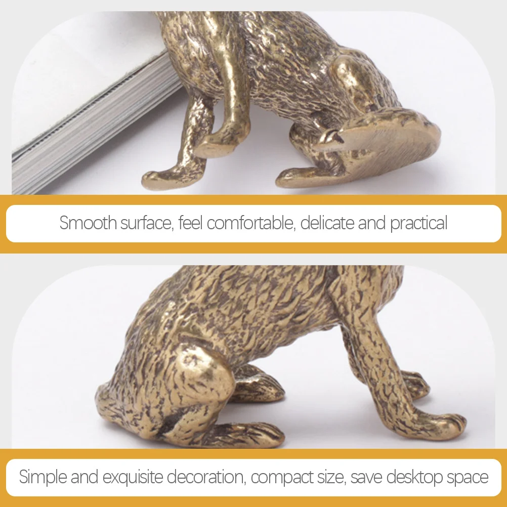 Exquisite Brass Wolf Dog Statue Unique Desktop Ornament Creative Decor Brass Wolf Dog Statue Miniature Animal Decor