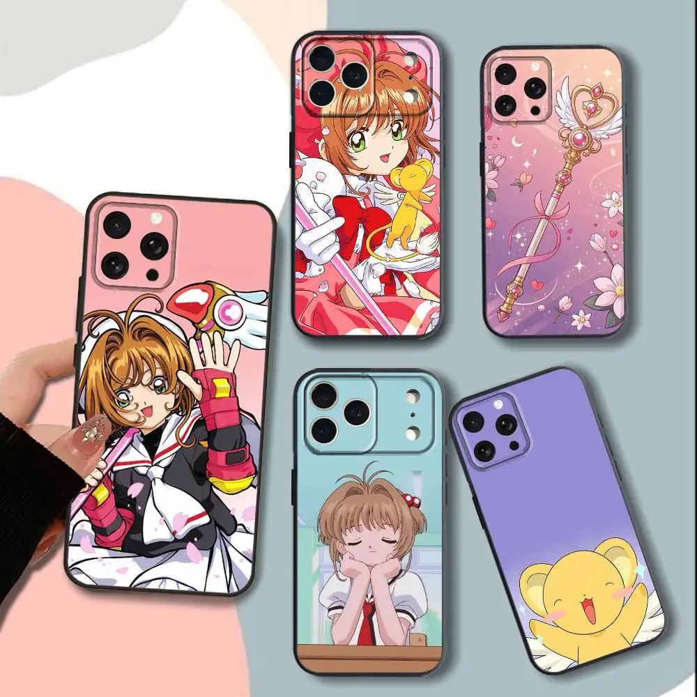 

Comic Cardcaptor S-SakuraS Phone Case For iPhone 15,13,16,12,11,17,14,Plus,Pro,Max,XS,XR,X,SE,Mini,Soft Silicone Black Cover