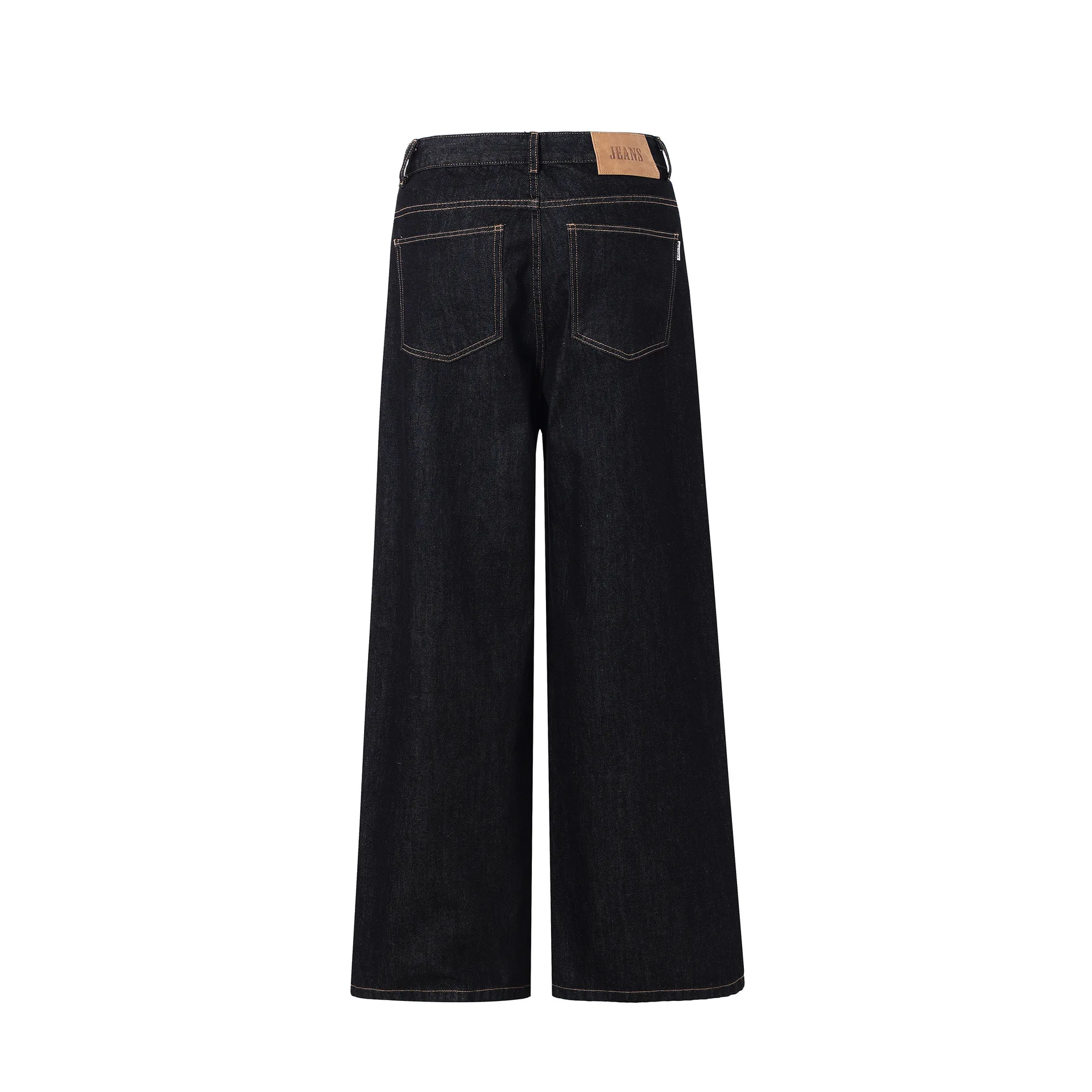 Primavera e outono nova cor básica não desbotada solta e resistente ao desgaste perna reta solta casual perna larga estilo neutro jeans