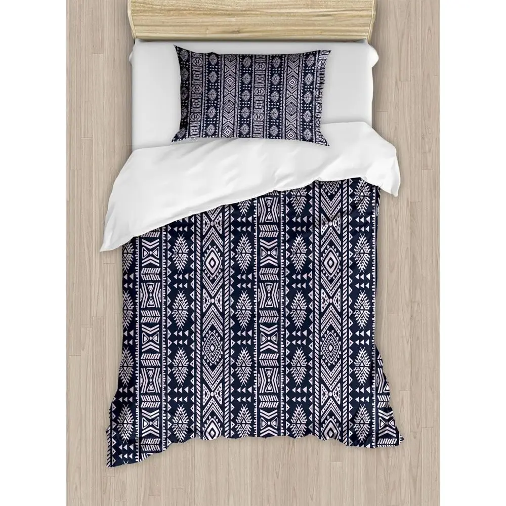

Country Art Duvet Cover Set with 2 Covers and 4 Pillowcases, Queen Size, Cadet Blue and White