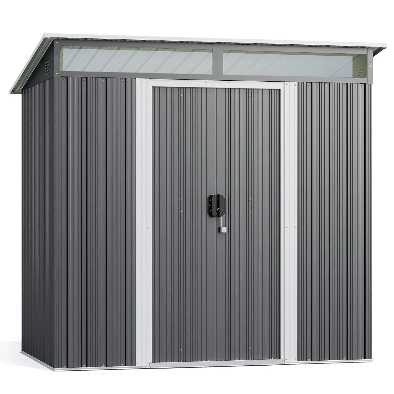 6'x4' Metal Outdoor Storage Shed with Lockable Sliding Doors & Clear Windows for Backyard Patio Tool Bike, Customized