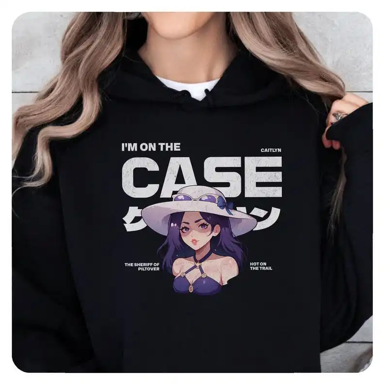 Caitlyn Hooded Sweatshirt - Caitlyn Arcane Gamer Gift Top Laner Gaming Hoodie Aesthetic Sweatshirt