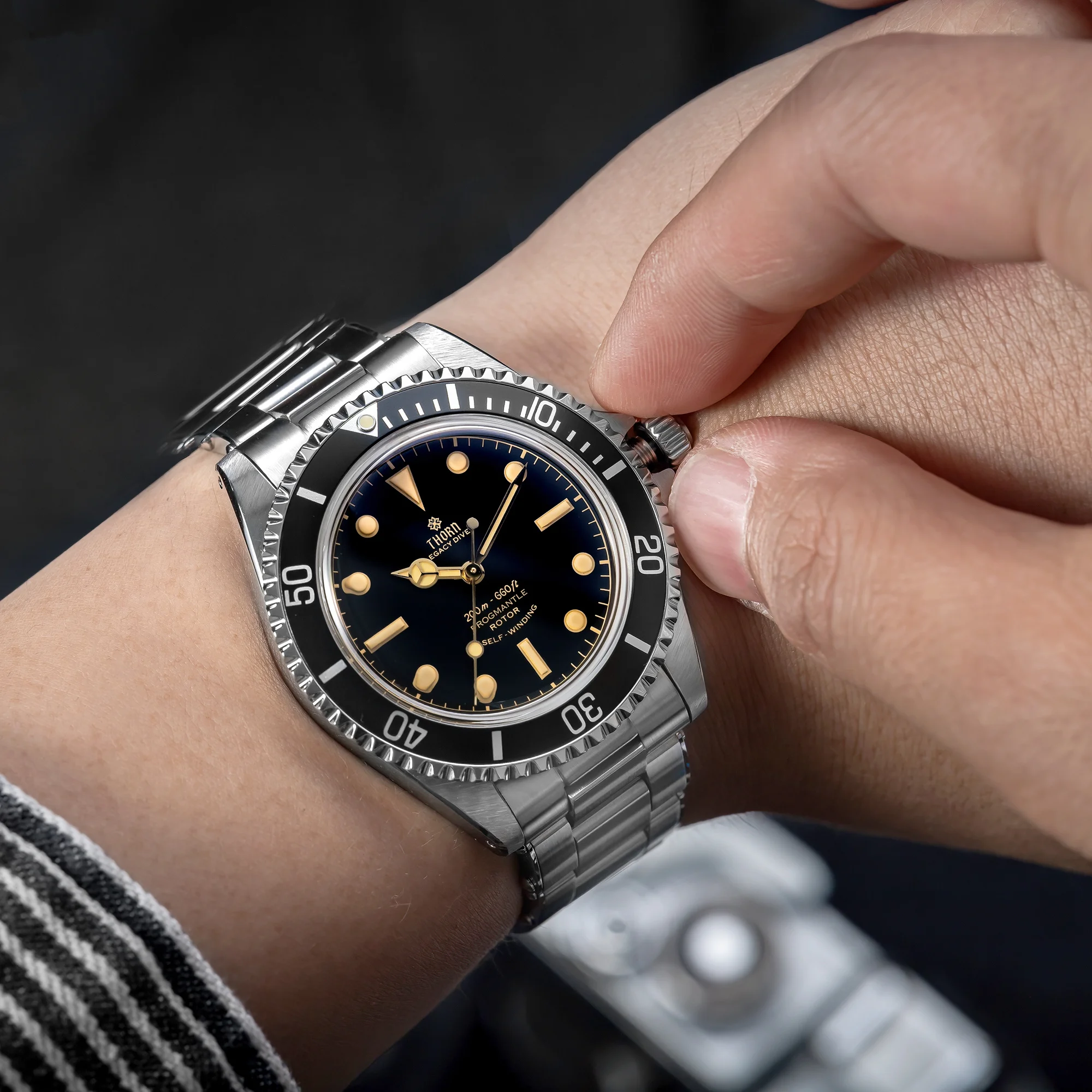 ثورن T023 V2 40 مللي متر ساعة رجالية 36L الفولاذ المقاوم للصدأ PT5000 حركة أوتوماتيكية ساعة ميكانيكية الياقوت 200 متر مقاوم للماء ساعة اليد #6