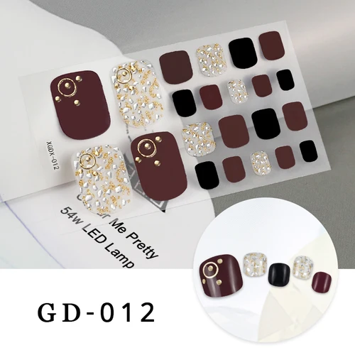 Imagen 2 del producto Pegatinas adhesivas de verano para uñas de los pies, cubierta completa, bricolaje, diamantes con lentejuelas de colores, parches para uñas de los pies, decoración artística de uñas en Gel