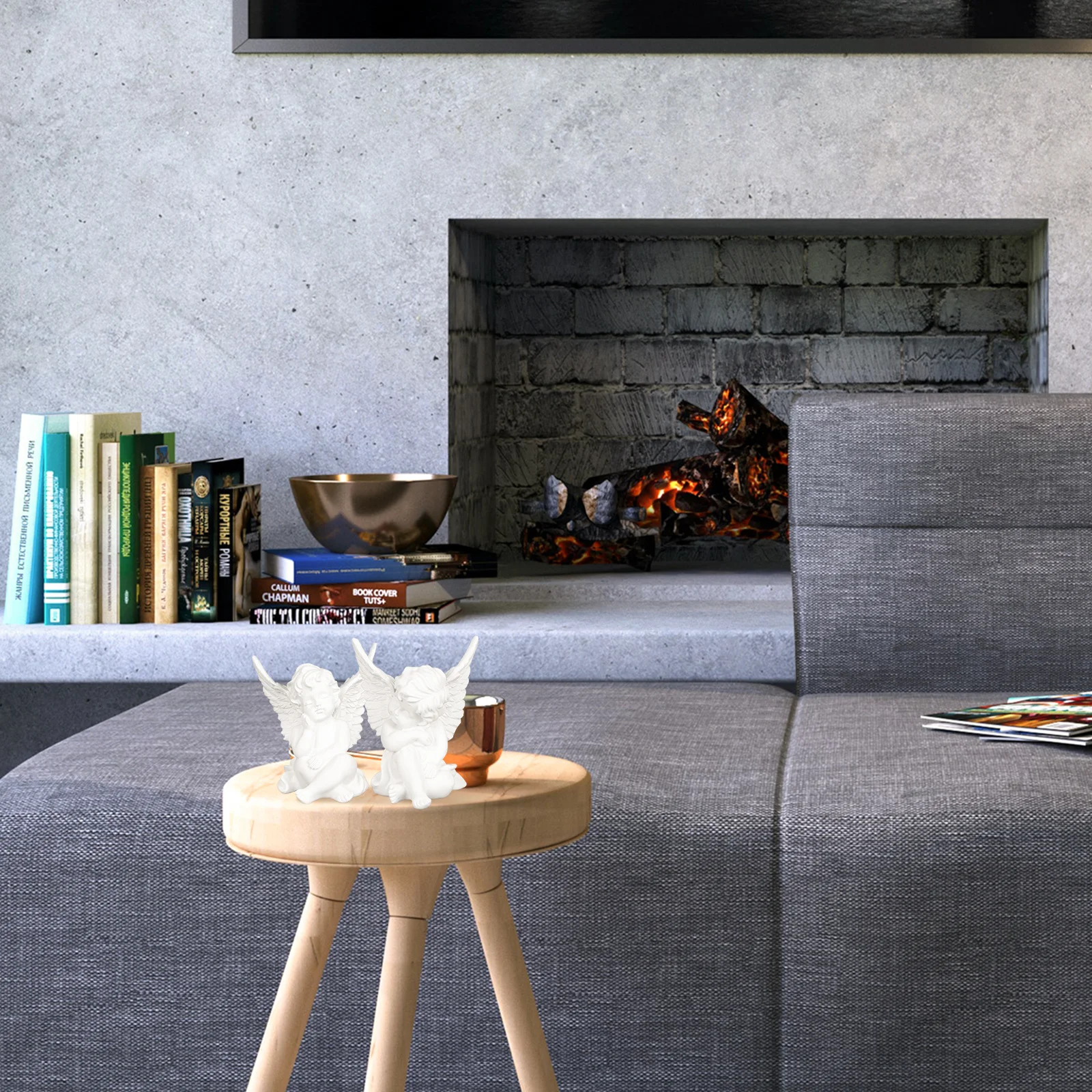 

2Pcs Resin Angel Statue Elegant Home Decor Item Compact Lightweight Design for Desk Shelf Photography Prop Use