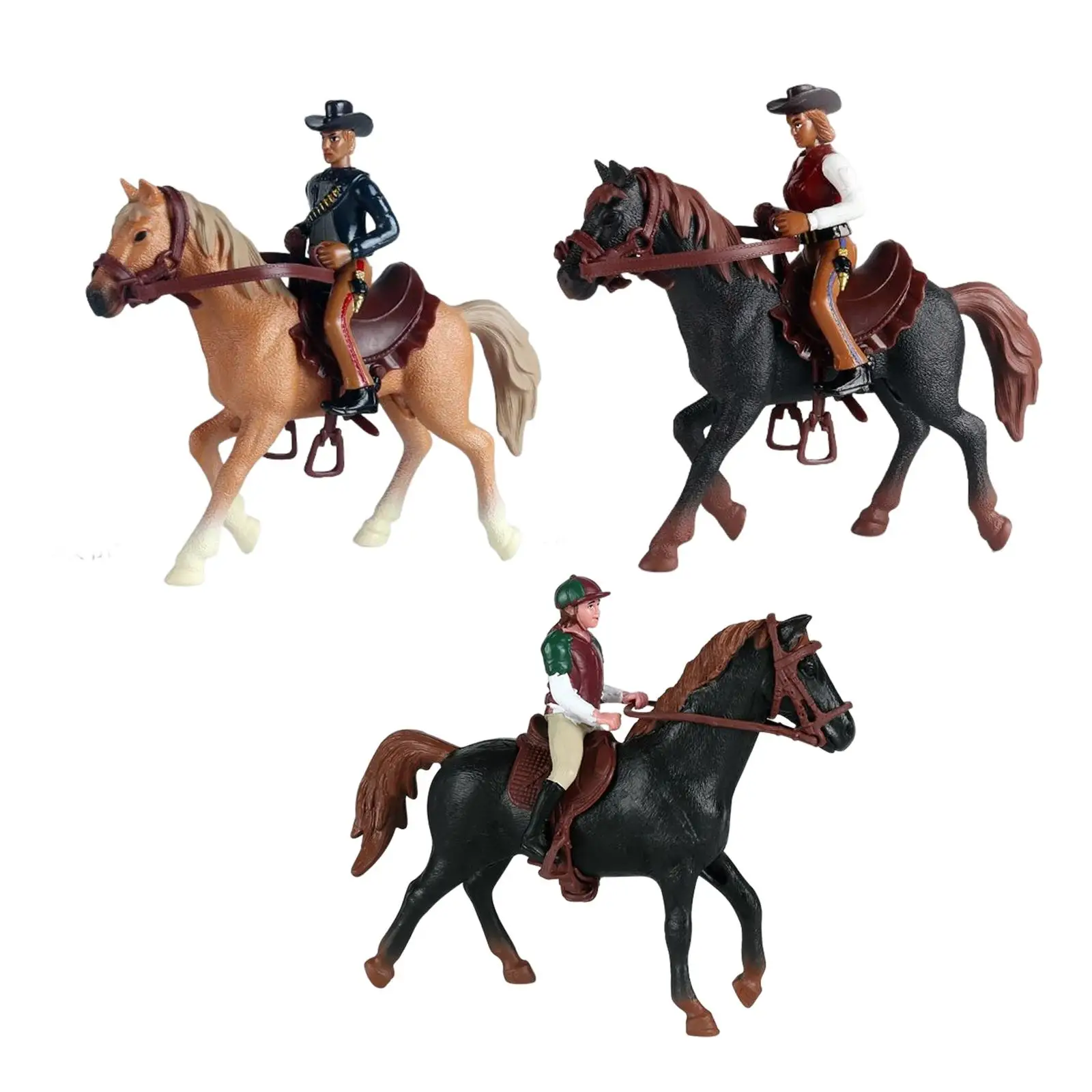 Horse Figurine Playset Horse Riding Figurine Horseman Figurine for Layout