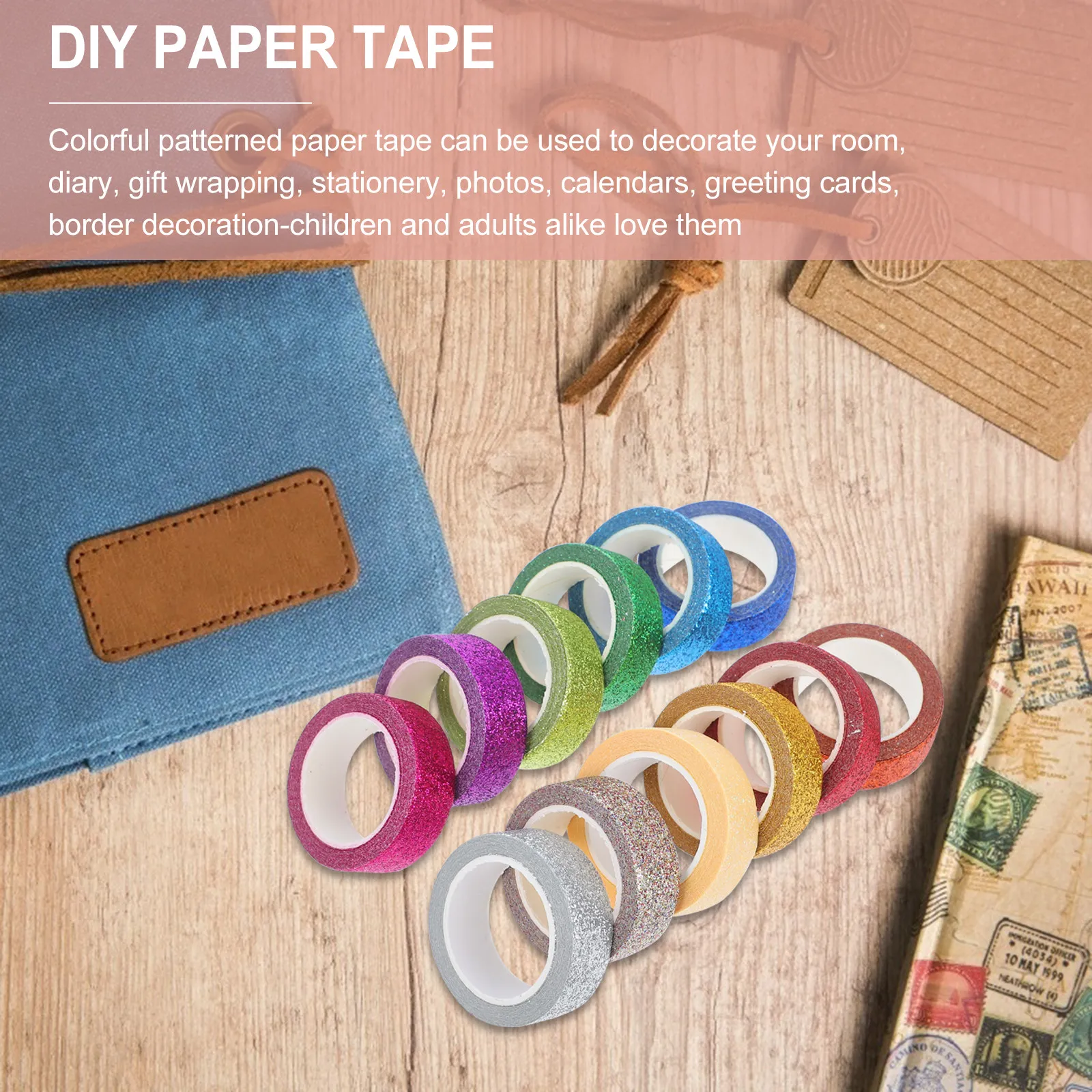 12 Rolls Decorative Washi Tape Paper Adhesive Tape Easy to Stick Cut for DIY Hand Account Gift Wrapping Notebook Scrapbook