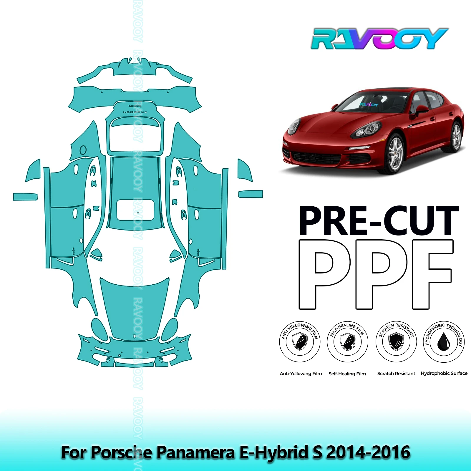 

8.5Mil Precut PPF Paint Protection Film Full Vehicle Clear Bra For Porsche Panamera E-Hybrid S 2014-2016