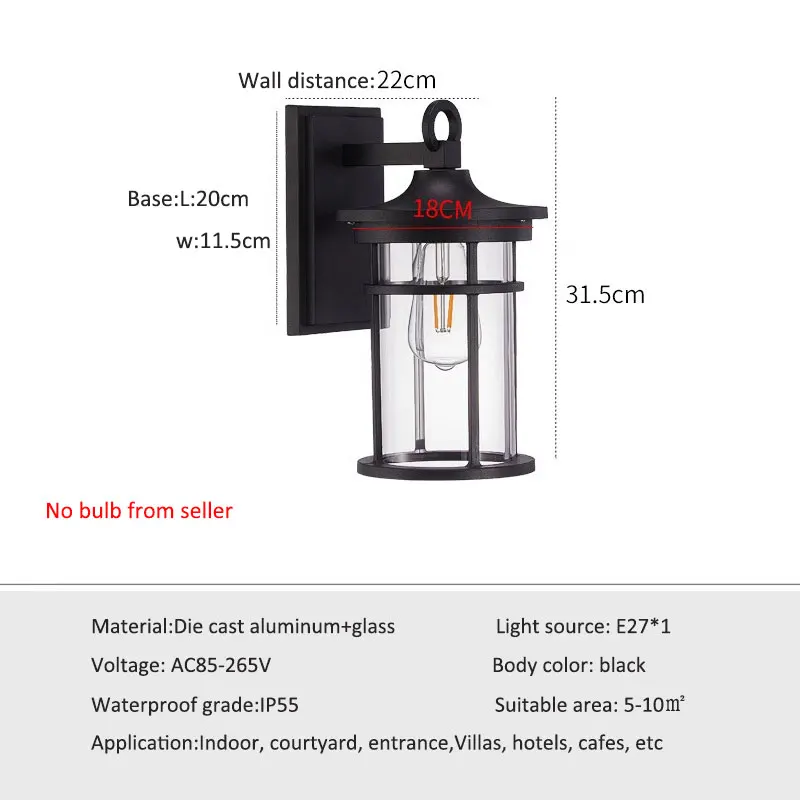 Kreative Retro Amerikanischen Ländlichen Außenwand Lampe Wasserdicht Rostfrei Hof Lampe Werbung Bord Park Treppe Wand Licht Bh
