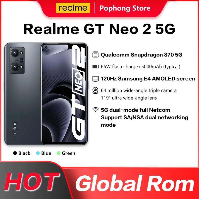 

Смартфон Realme GT Neo 2, 870 дюйма, 64 мп, 6,62 мАч, 65 Вт