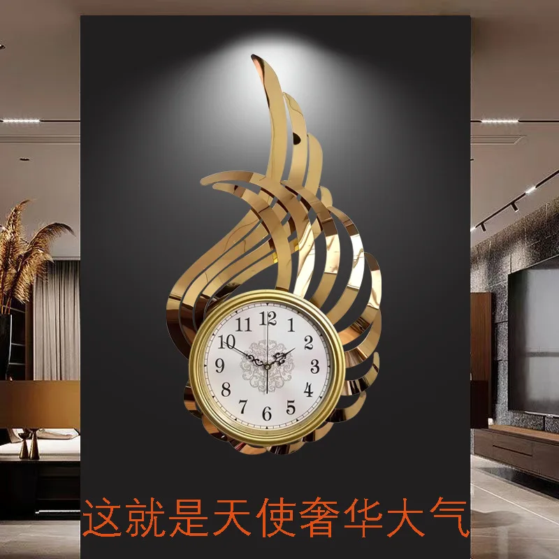European-style entrance living room wall clock, wrought iron art, light luxury horizontal version restaurant, Interne