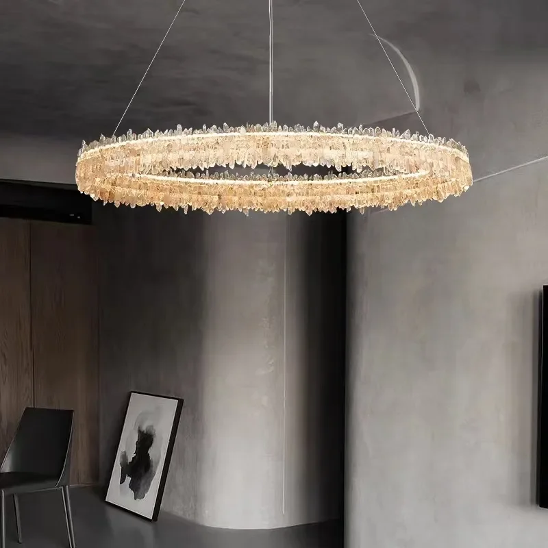 Crystal Forest Modern Light Luxury Natural Chandelier for Living Room Dining Room Bedroom Home Decoration Simple Full