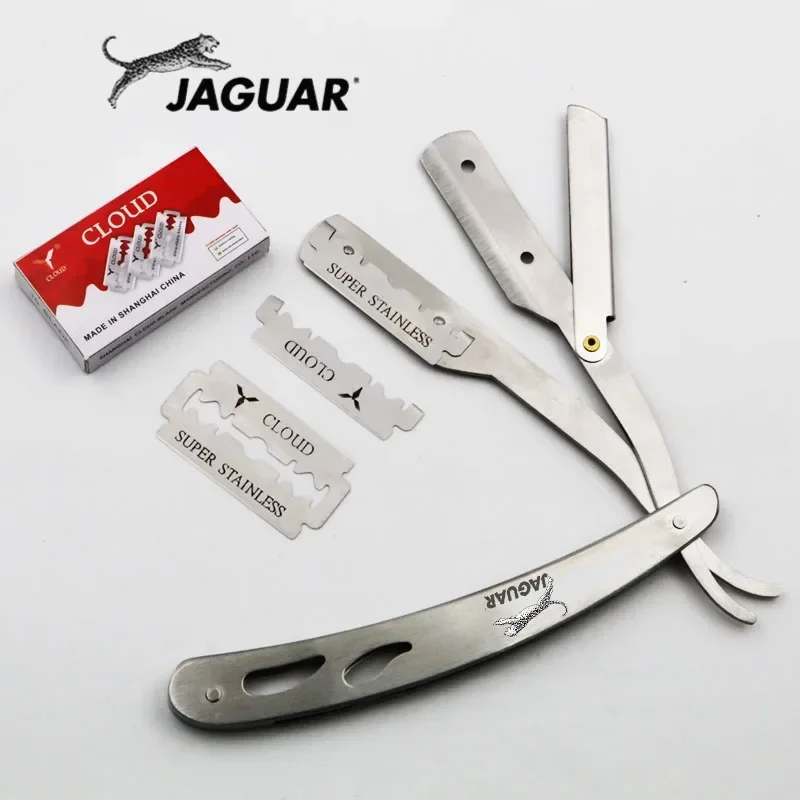 1set Men Straight Barber Edge Steel Razors Folding Shaving Knife Hair Removal Tools With 10pcs Blades