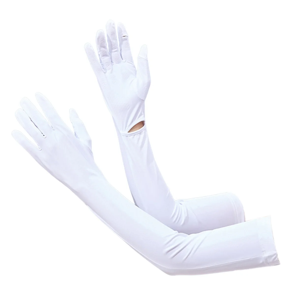 Women UV Long Sun Protection Gloves Touchscreen Arm Sun Driving Gloves UPF 50+ for Outdoor Sports Cycling White