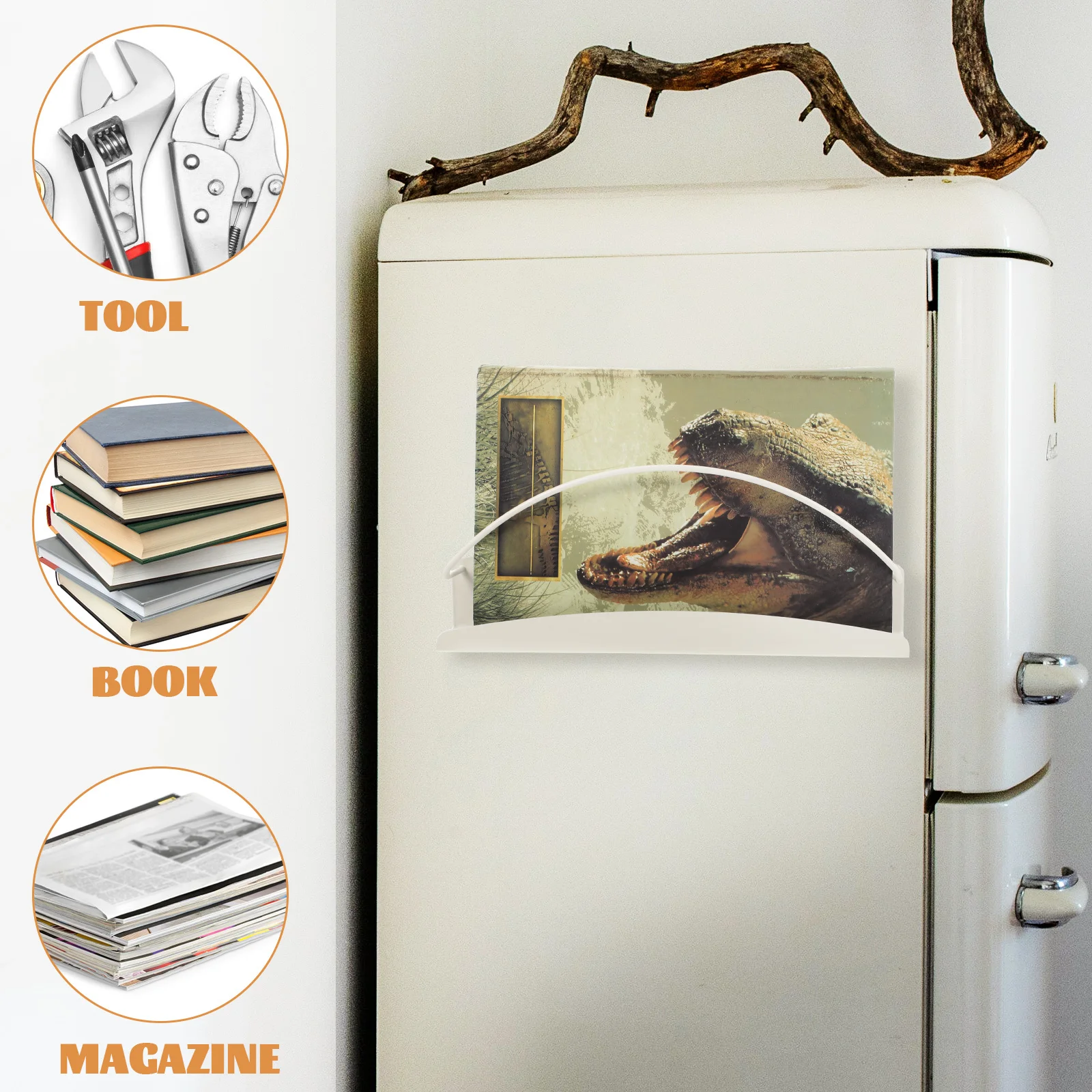 1pcs Magnetic Magazine Organizer Rack For Fridge Refrigerator Metal Surfaces Home Bathroom Bedroom Closet Storage Holder